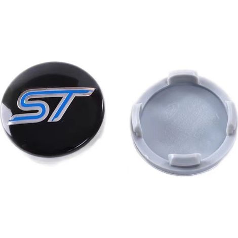 Lot de 4 Cache-Moyeux de Roue 54 mm pour Ford Focus Fiesta Mondeo Fusion Kuga, Emblème Central de Jante Bleu ST, 4 Pièces Bleu (1/2)