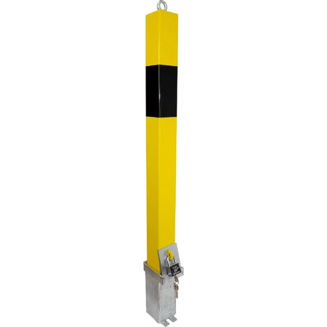 Poteau amovible 100P-K JAUNE/NOIR (serrure unique) haute résistance avec oeillet pour chaîne (1/5)