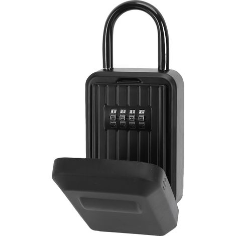 Coffre-fort à clés portable en aluminium étanche à 4 chiffres, pour l'extérieur de la maison ou du garage, noir. (1/5)