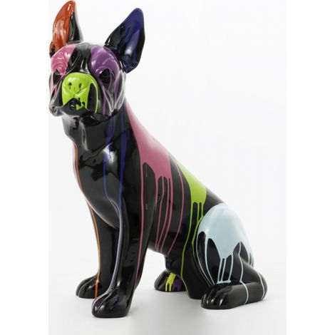 Amadeus - Bulldog français assis trash 83 cm noir en résine (1/2)