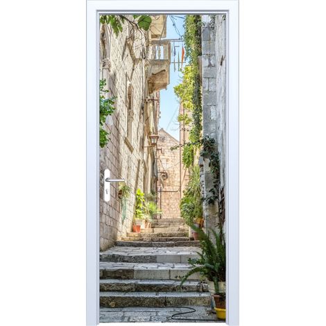 Adesivo in tessuto per porte, scale, via del centro storico, 535PD