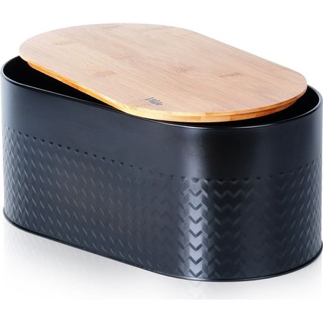 Boîte à pain en bois noir, avec couvercle et planche à découper intégrée, pour le plan de travail, la cuisine et le rangement à la maison.-AquaForge (1/5)
