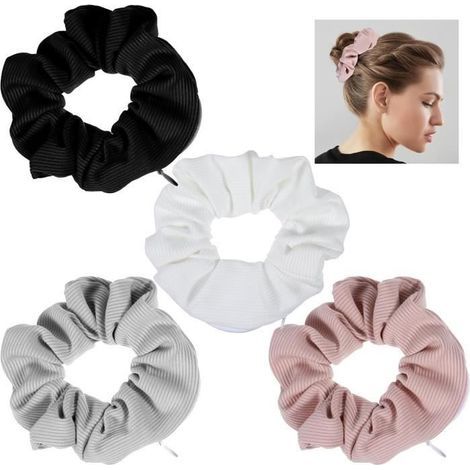 4 scrunchies with zipper, elastic with zipper, scrunchie with zipper, hair elastic, scrunchie (1/4)