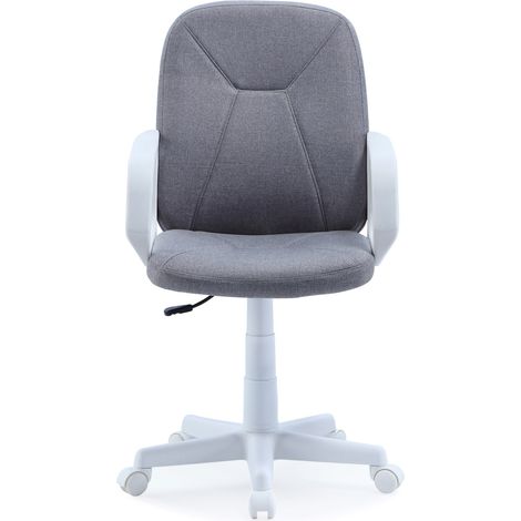 Fauteuil de bureau pivotant coloris gris perle, blanc - Longueur 56,5 x profondeur 56,5 x hauteur 91-103 cm -PEGANE- (1/2)