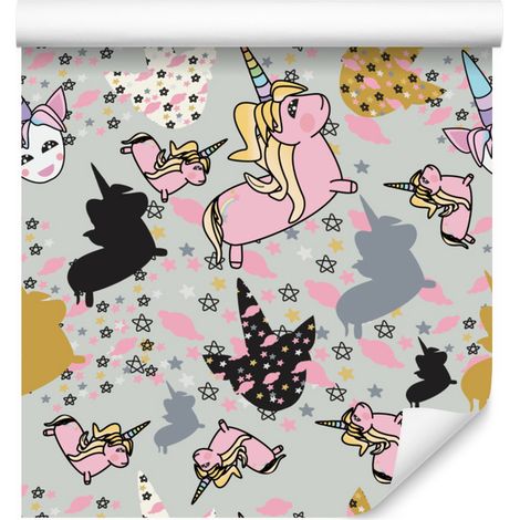 Carta da parati con unicorni colorati per soggiorno e camera da letto, 50x1000 cm (1/5)