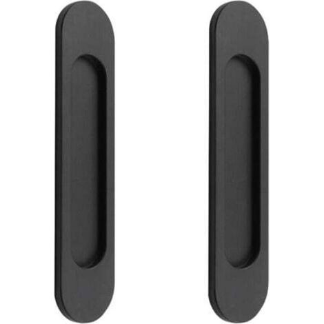 2 poignées de porte coulissantes ovales auto-adhésives en alliage d'aluminium noir mat sans perforation pour portes coulissantes, fenêtres d'armoires Longueur 148cm (1/4)
