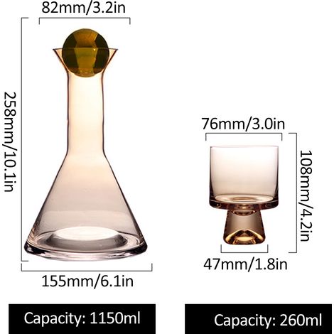 Retro-Glas-Set: Große, dickwandige Glaskaraffe, inklusive Glas. (1/5)