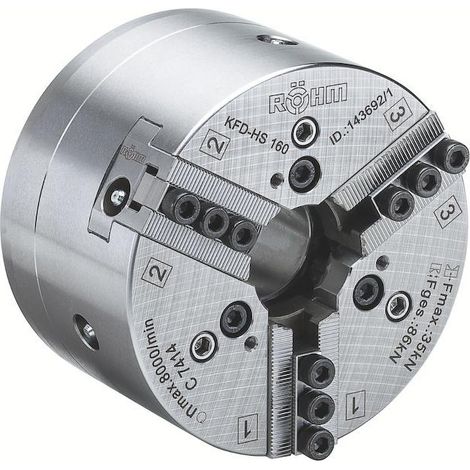 Röhm Mandrin à serrage forcé KFD-HS 110, 3 mors, denture pointue 90°, ISO 702-I - 149405 (1/4)