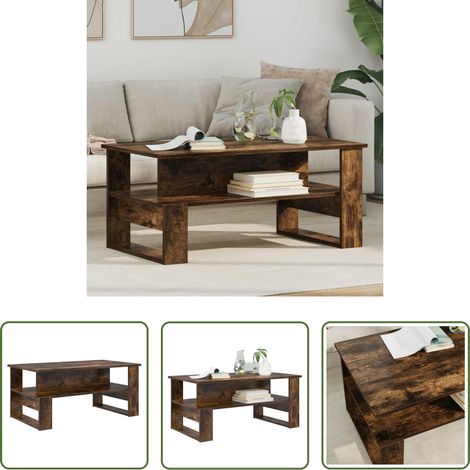 Table basse bois - Table basse Chêne fumé 90 x 50 x 40 cm Bois d'ingénierie (1/5)