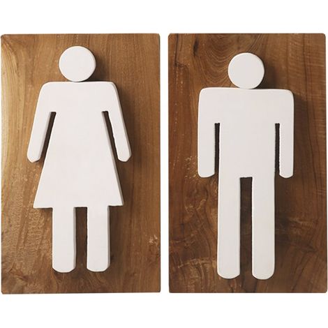 Panneaux WC Homme / Femme en bois de teck - HOFE (1/5)