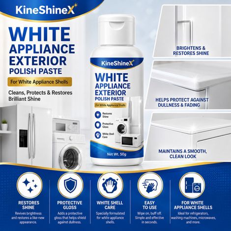 KineShineX White Appliance Exterior Polishing Cream, Refrigerator and Washing Machine Exterior Renewal Polishing Wax for Removing Yellowing and Enhancing Brightness (1/4)