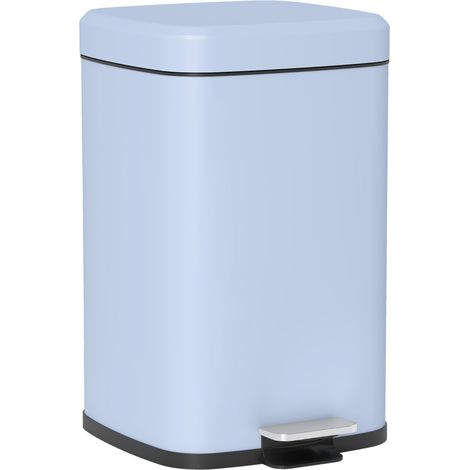 20L Modern Boxy Metal Home Kitchen Bin - Light Blue