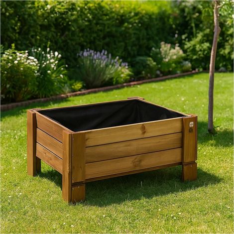 Giardiniera Fioriera in legno da esterno GardenBox a terra large color castagno 81 x 64 x 40 cm (1/4)