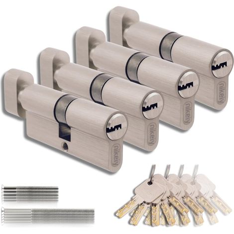 Cylindre - Laiton - 45 mm - Norme EN 1303 - Pour Porte Et Garage - Lot De 4 (1/5)