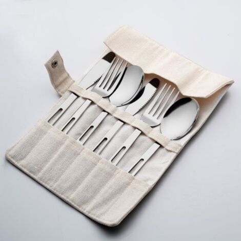 Ensemble de couverts en acier inoxydable 6 pièces, lavable au lave-vaisselle, style décontracté (1/4)