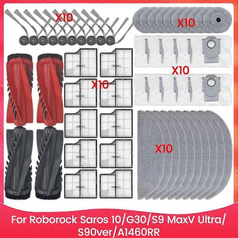 Pour Saros 10/G30/S9 MaxV Ultra/S90ver/A1460RR pièce détachée Main Side Brosse Filtre Serpillière Cloth Sac à poussière (1/5)