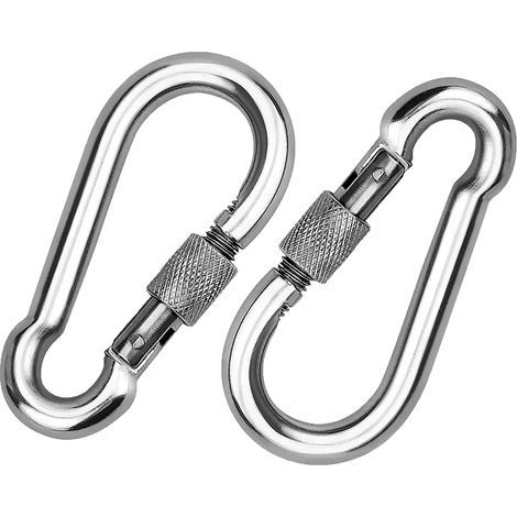 2 Pièces 304 Mousqueton en INOX, Mousqueton à Vis en Acier INOX, Mousqueton en Acier INOX, pour Accrocher des Cordes, des Chaînes, des Ceintures, des Câbles (1/5)