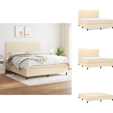 Boxspringbett mit Matratze Creme 180x200 cm Stoff - Boxspringbett - Doppelbett - Cremefarbenes Bett - Bettrahmen - Matratze (1/5)