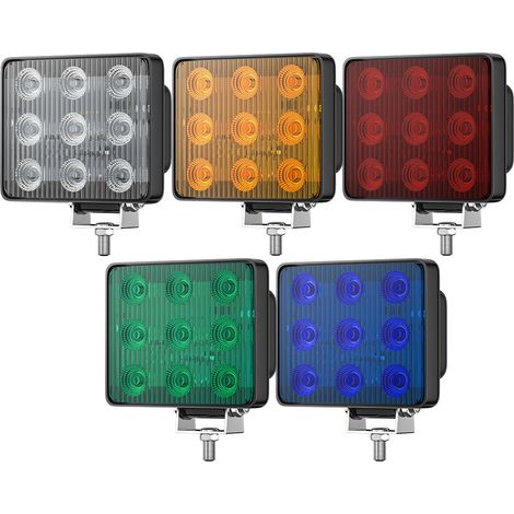 Feu Clignotant LED de Signalisation Camion 9LED 9W 900LM, ABS+LED DC 12/24V IP65, Feu Arrière Universel pour Camion, Camionette, Remorque, Caravane, Bateau (Blanc/Jaune/Rouge/Vert/Bleu) (1/5)