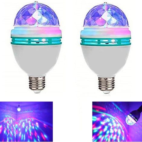Irovami Lot de 2 ampoules LED à rotation de couleur – effet stroboscopique, culot E26/E27 (1/5)
