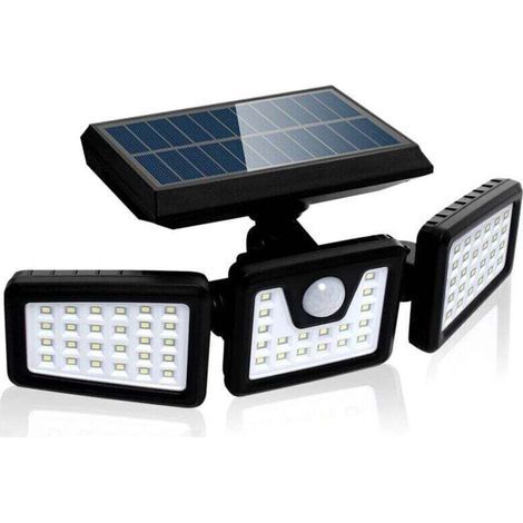 Lampe solaire de sécurité à détecteur de mouvement, puissant projecteur mural extérieur à 3 têtes, 550 lumens - RWLumière et éclairage / Éclairage extérieur / Éclairage mural (1/5)