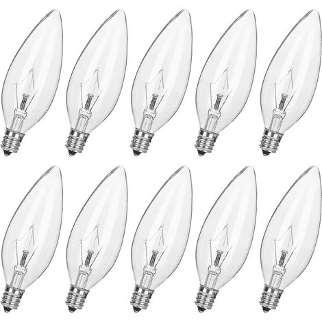 Lot de 10 ampoules incandescentes transparentes 60 W 120 V, culot E12, B10 CTC, ampoules à lumière de bougie transparentes pour (1/5)
