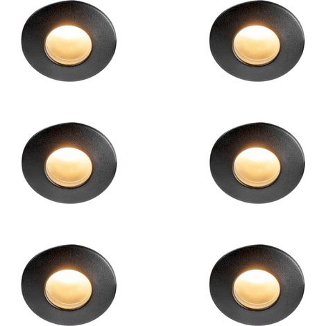 Set mit 6 modernen Einbauspots schwarz IP44 - Gap (1/4)