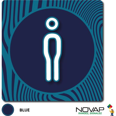 Plaque de porte Toilettes Hommes - Design Bleu 90x90mm - 4340098 (1/2)