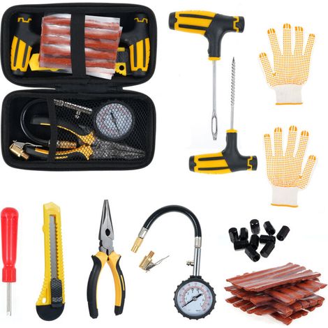 Tire Repair Kit, 15-Piece Plug Kit for Repairing Punctures and Flats, for Cars, Motorcycles, Bicycles (1/5)