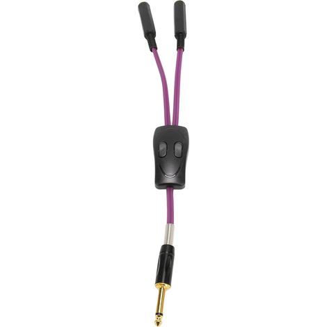 Convertisseur Audio Double Interface 6.35mm Professionnel Tatouage avec Câble RCA et Pince DC, Silicone Violet (1/5)