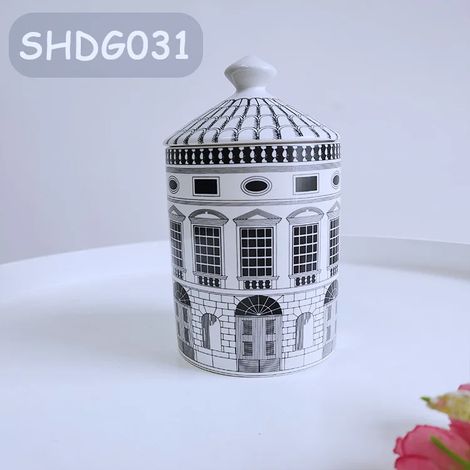 Pot à bougie parfumée en céramique avec couvercle peut également servir de boîte à bijoux, de bougeoir ou de récipient pour fruits secs.