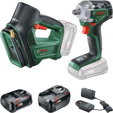 Bosch - Clé à chocs sans fil 18V, ImpactDrive 18V-350 et compresseur à pompe, 1x batterie 2.0 Ah Li-Ion, 1x batterie 4.0 Ah Li-Ion, chargeur 0615A5009C