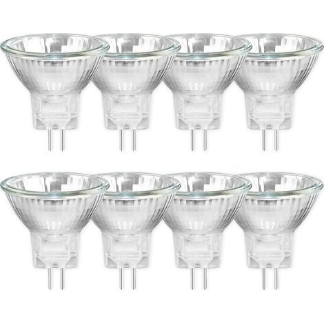 Pack de 8 MR11 12V 20W Ampoules Halogènes GU4, Dimmable Projecteur, 250LM, Ampoule halogène à spot, Blanc Chaud 2700K, 30 °Faisceaux, Base à Bi-Pin Couvercle en Verre [Classe énergétique C] (1/5)