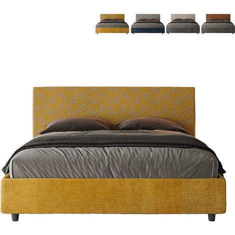 Letto matrimoniale con rete imbottito 160x190 tessuto Era 6 giallo Arla (1/5)