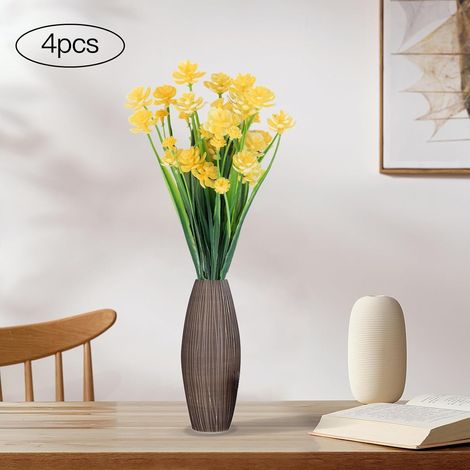 4pcs fleurs artificielles jaunes, imitation d'orchidées décoratives avec 7 branches, fausses fleurs artificielles décoration DIY pour la décoration de la maison, jardin, restaurant