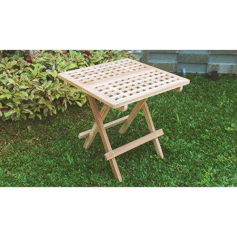 Teak Beistelltisch Natur Klapptisch Holztisch Gartentisch Balkontisch Terrassentisch Campingtisch Bistrotisch Partytisch Kaffeetisch Tisch Gartenmöbel (1/2)
