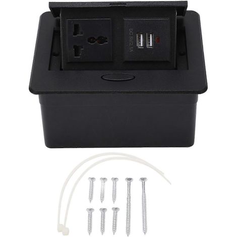 Verdeckte Tischsteckdosenleiste mit 2 USB-Anschlüssen, universelle Bounce-Tischsteckdose 250 V für Büro und Schule