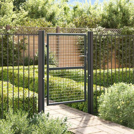 Portail de jardin-Portillon de jardin grillagé en acier galvanisé gris 100 x 125 cm