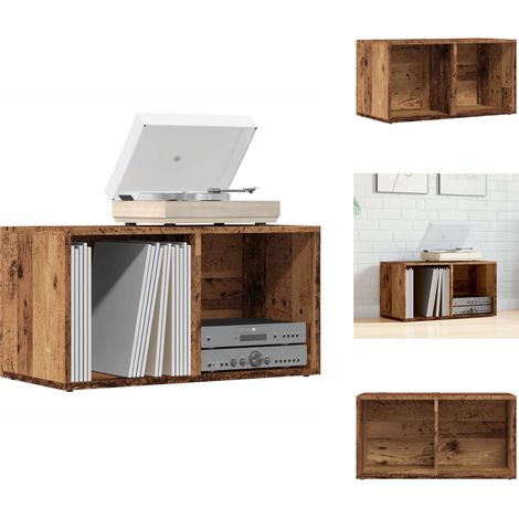 Boîtes de rangement LP vieux bois 69,5x34x36 cm bois ingénierie - Boîte De Rangement LP - Boîtes De Rangement LP - Table Pour Tourne-disque - Meuble Pour Tourne-disque (1/5)