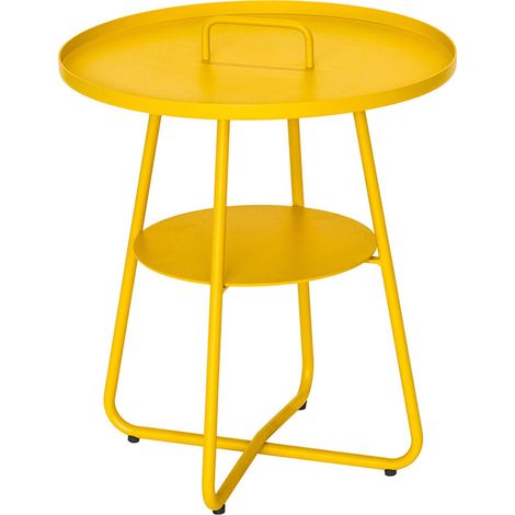 Table basse ronde en aluminium jaune Thasos Ø 50 cm - Jardiline (1/3)