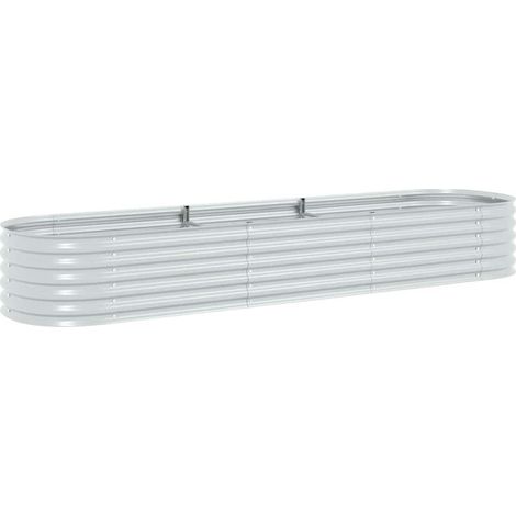 Garden Raised Bed 320x80x44 cm Galvanised Steel Silver vidaXL