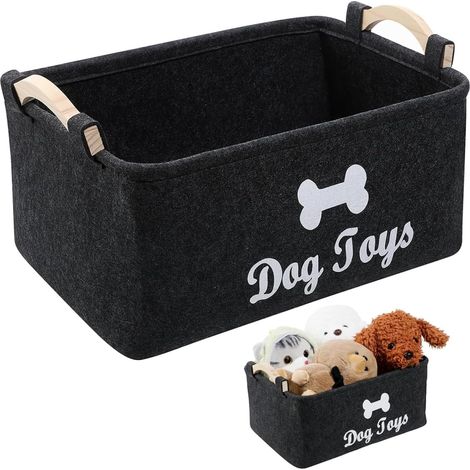 Storage Box, Felt Toy Storage Basket, Dog Toy Basket with Handle, for Storing Toys, Treats and Small Items, Dirty Clothes (1/5)