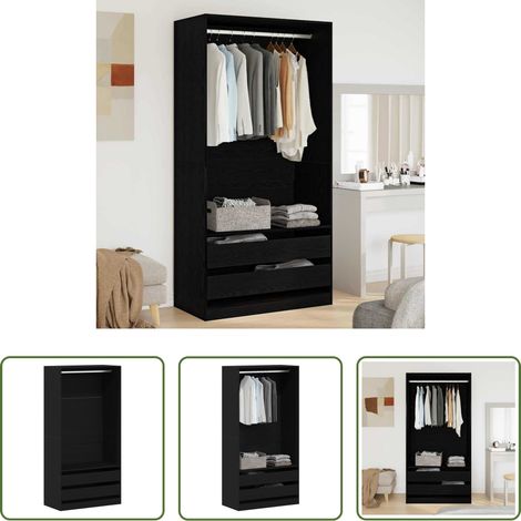 Holzkleiderschrank - Kleiderschrank Schwarz Eichen-Optik 100 x 50 x 200 cm (1/5)
