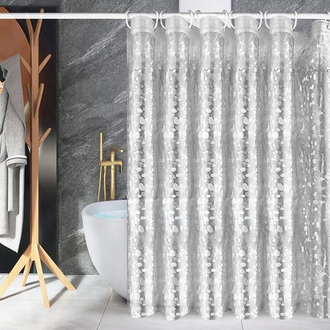 Rideau De Douche Anti Moisissure, 180X200cm Rideau de Salle de Bain de Baignoire avec 12 Crochets, Imperméable Tissu Lavable, pour Baignoire, Salle de Bain (1/5)