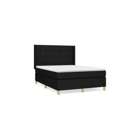 Sommier à lattes de lit avec matelas Noir 140x190 Tissu (1/5)