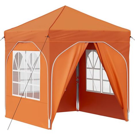 Tente de réception portable orange, dimensions : 192 x 192 x 245 cm (1/5)