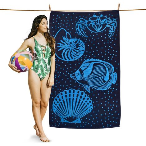 Serviette de Plage 500 g/m² - Extra Large 100 x 180 cm - Anti-Sable, Séchage Rapide, Légère - Pour Yoga et Natation (1/5)