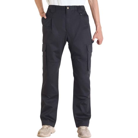 VEVOR FR Pants for Men, 100% Cotton, Flame-Resistant Cargo Pants with Multi-Pockets and Elastic Waist, Reinforced Tear-proof Stitching, Ideal for Welding Work and Casual Wear, M Size, Black