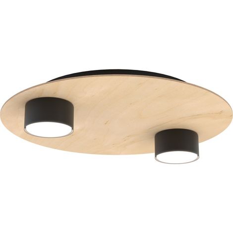 Lampada a Soffitto Pixo, Metallo, Compensato, Nero, 40x7x20 cm