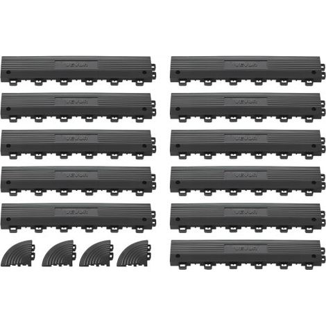 11 Stk. Rampenstück für Garagenboden Belag, 31 x 6,9 cm Auffahrrampe für Klickfliesen, Rampe aus PP mit 4 Eckstück für Garagenboden Werkstattboden Klickfliesen, Nur für Drainagematten (1/5)